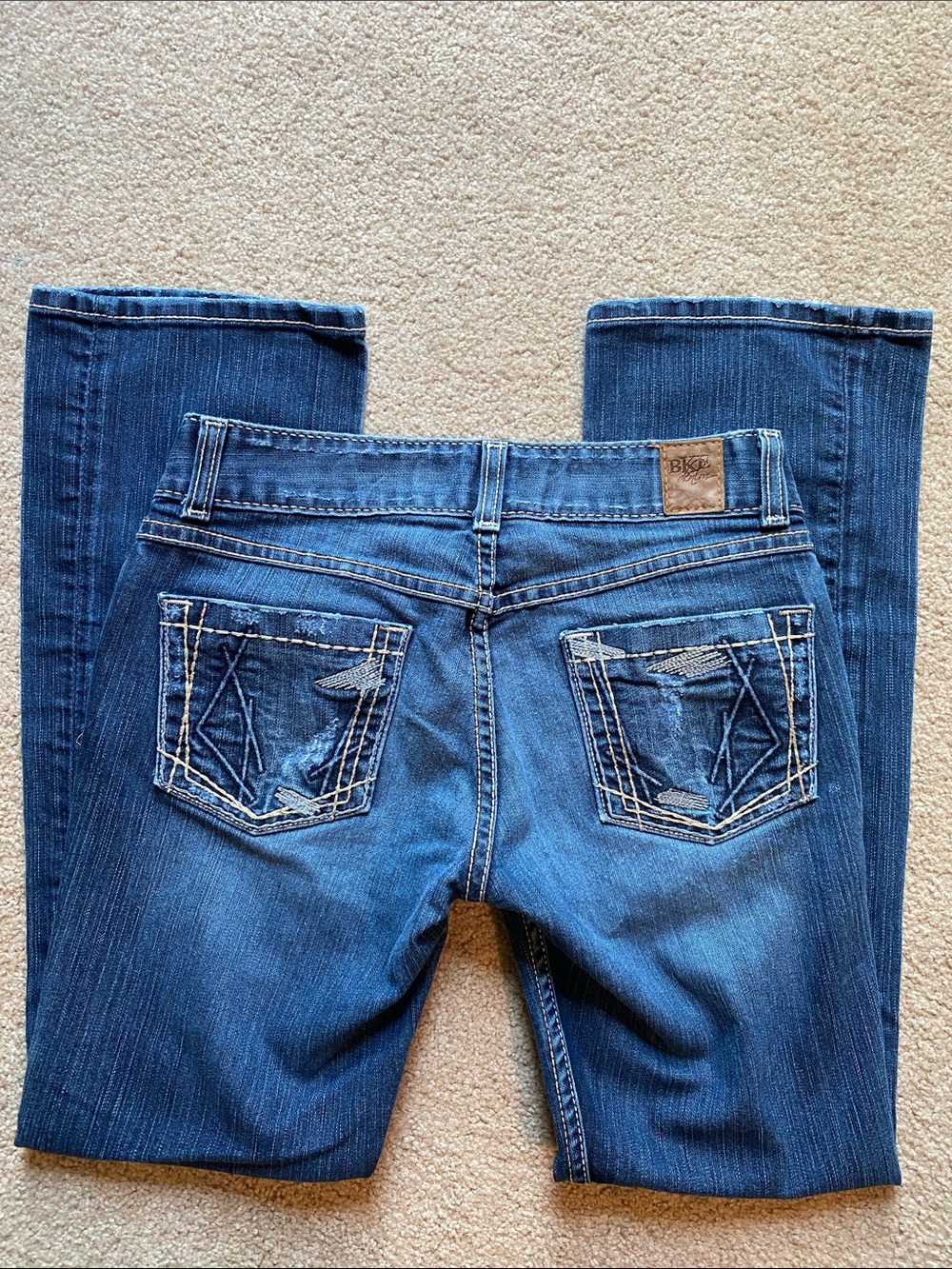 BKE Culture Women's Dark Blue Bootcut Jeans with Embroidered Back Pockets